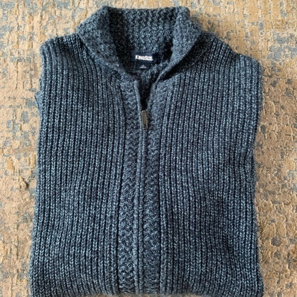 Men’s blue zip up knit sweater size tall L
